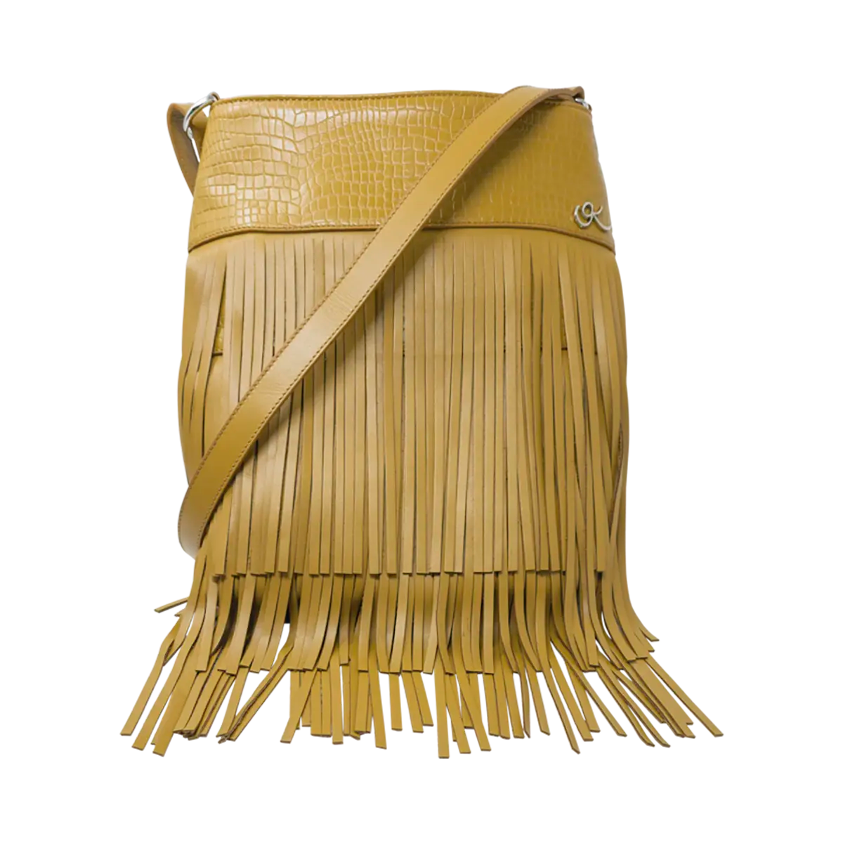 tan leather shoulder bag with 3 layers of fringe. Fashion accessories, for women in San Diego, CA.