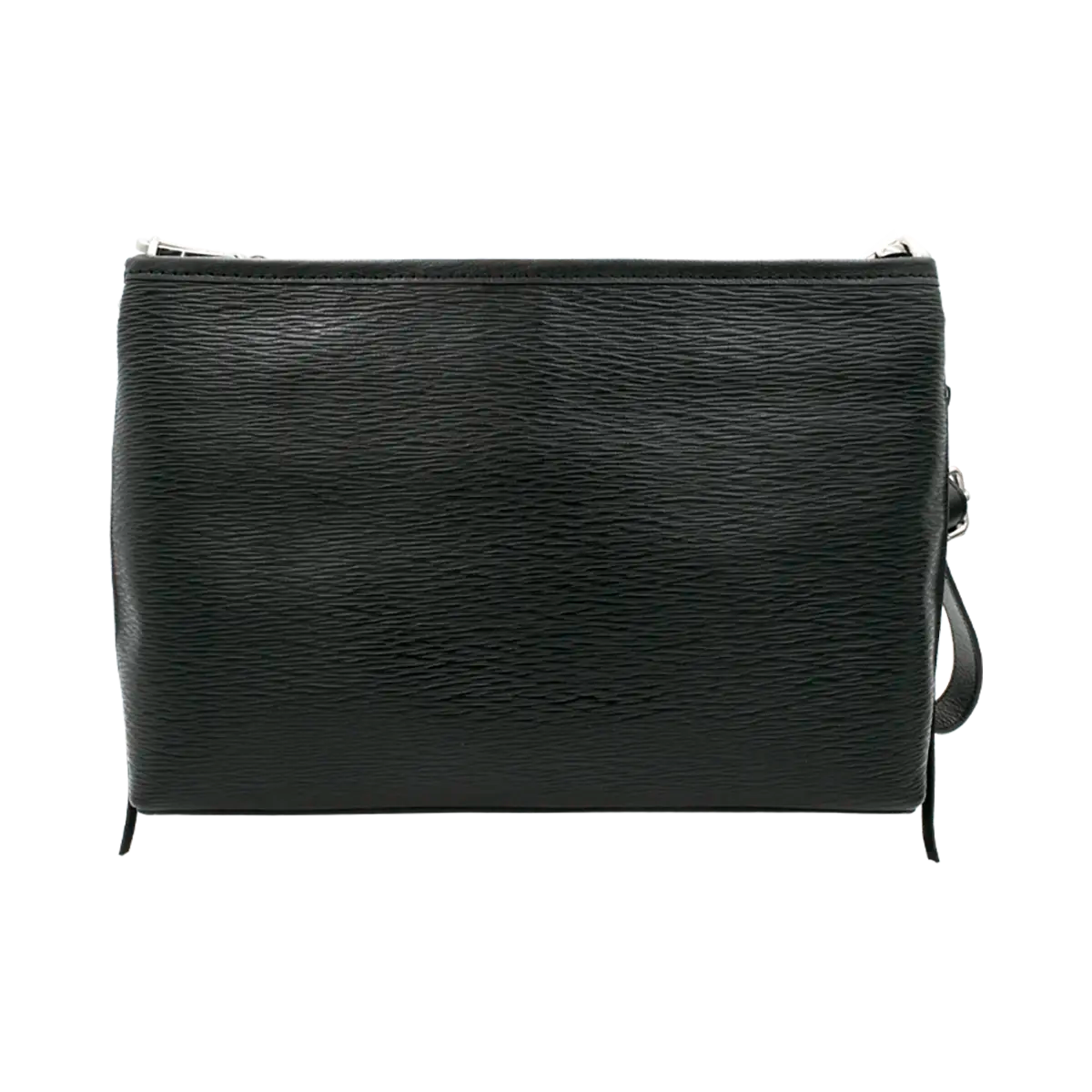 black small black leather crossbody bag with fringe. Fashion accessory for women in San Diego, CA.