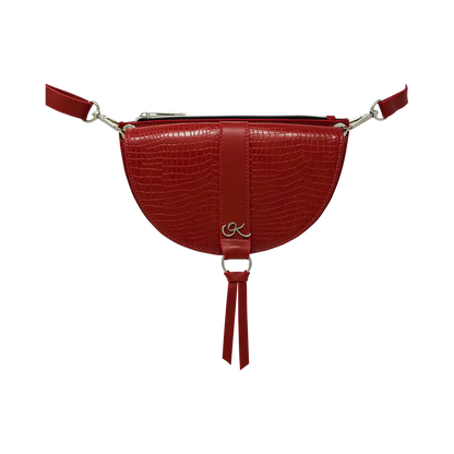 red print leather crossbody bag and fanny pack. Accessory for women in San Diego, CA.