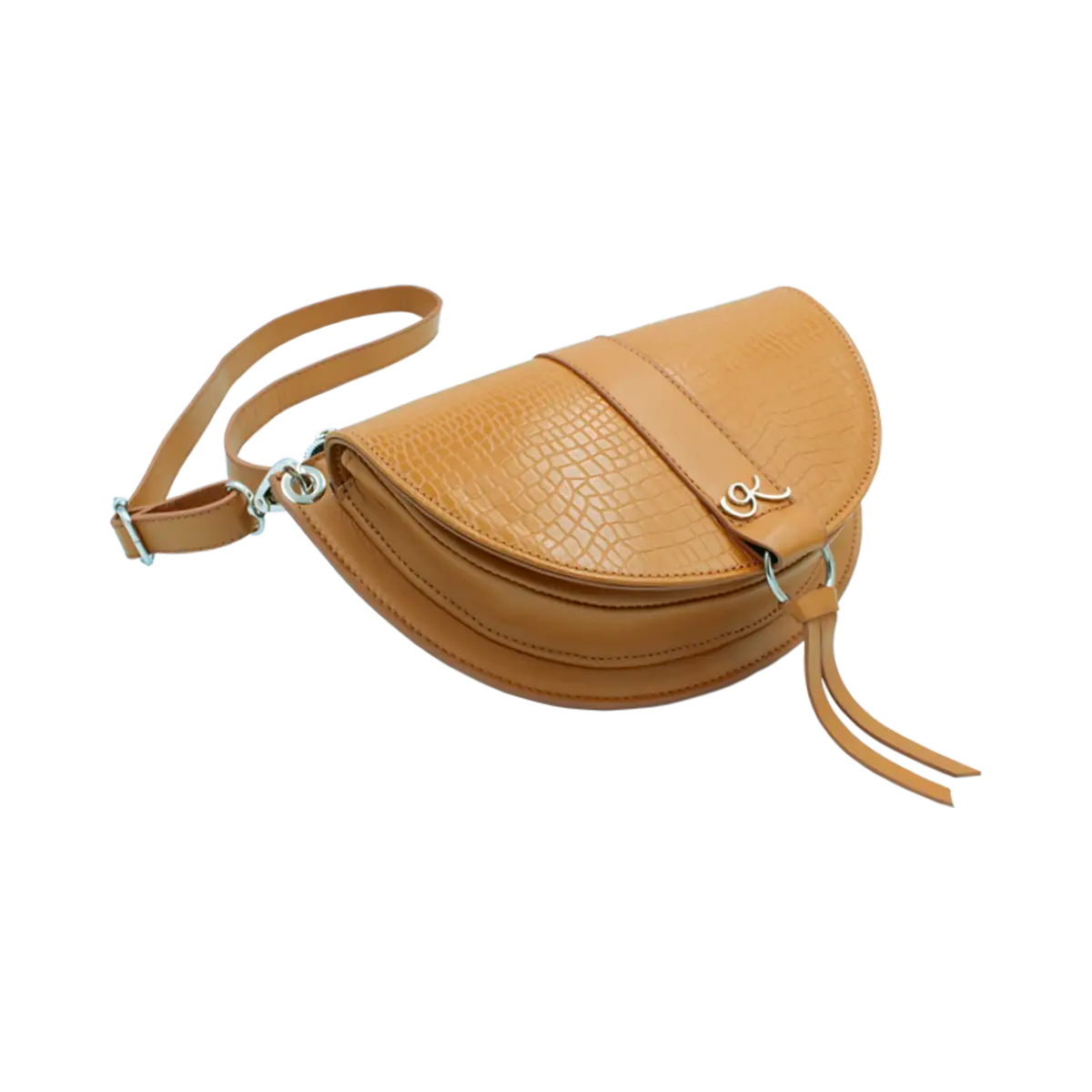 tan print leather crossbody bag and fanny pack. Accessory for women in San Diego, CA.