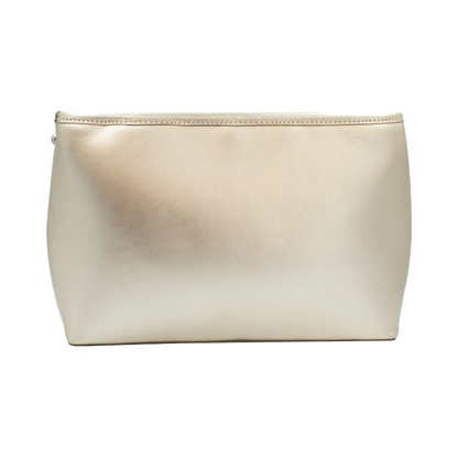 small light gold leather shoulder bag with metal accent. Fashion accessory for women in San Diego, CA.