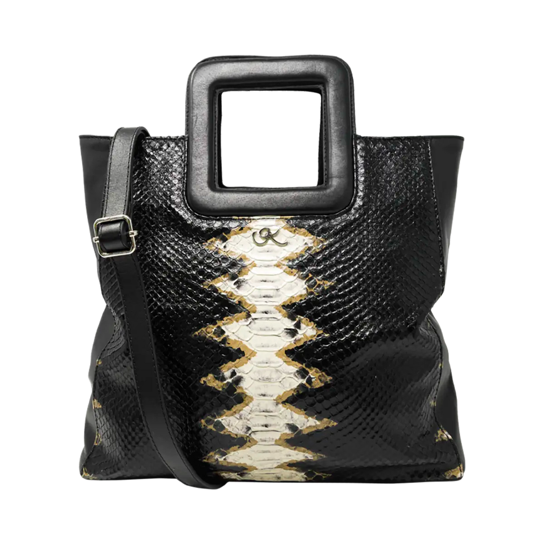 large diamond tsn ltd leather print handbag with a square handle. Accessory for women in San Diego, CA.