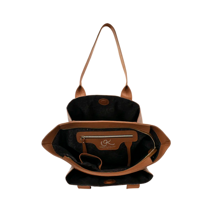 large caramel leather tote bag for women. Fashion Accessories, shop now in San Diego, CA.