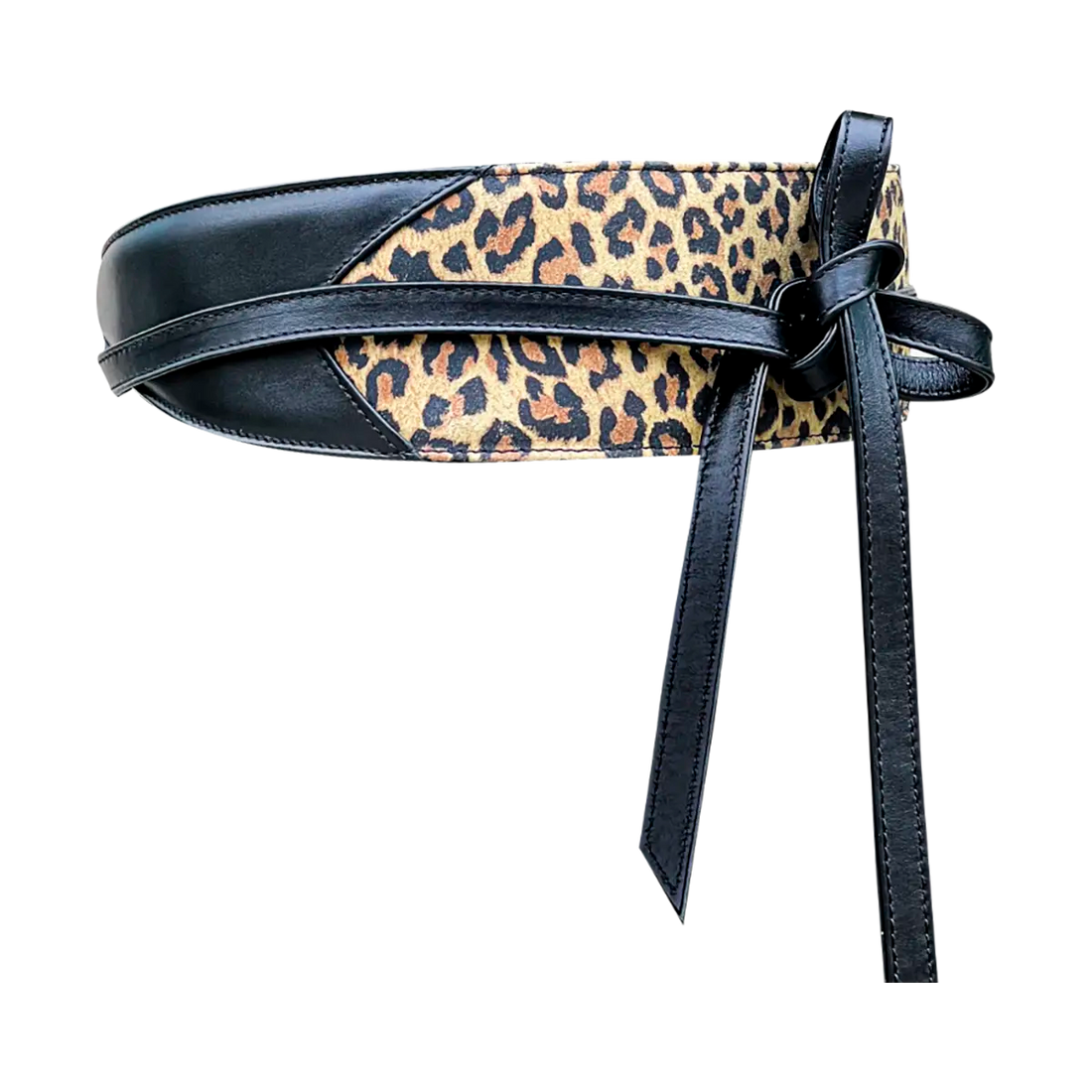 large black animal print wrap-around belt for women. Available in San Diego, CA.