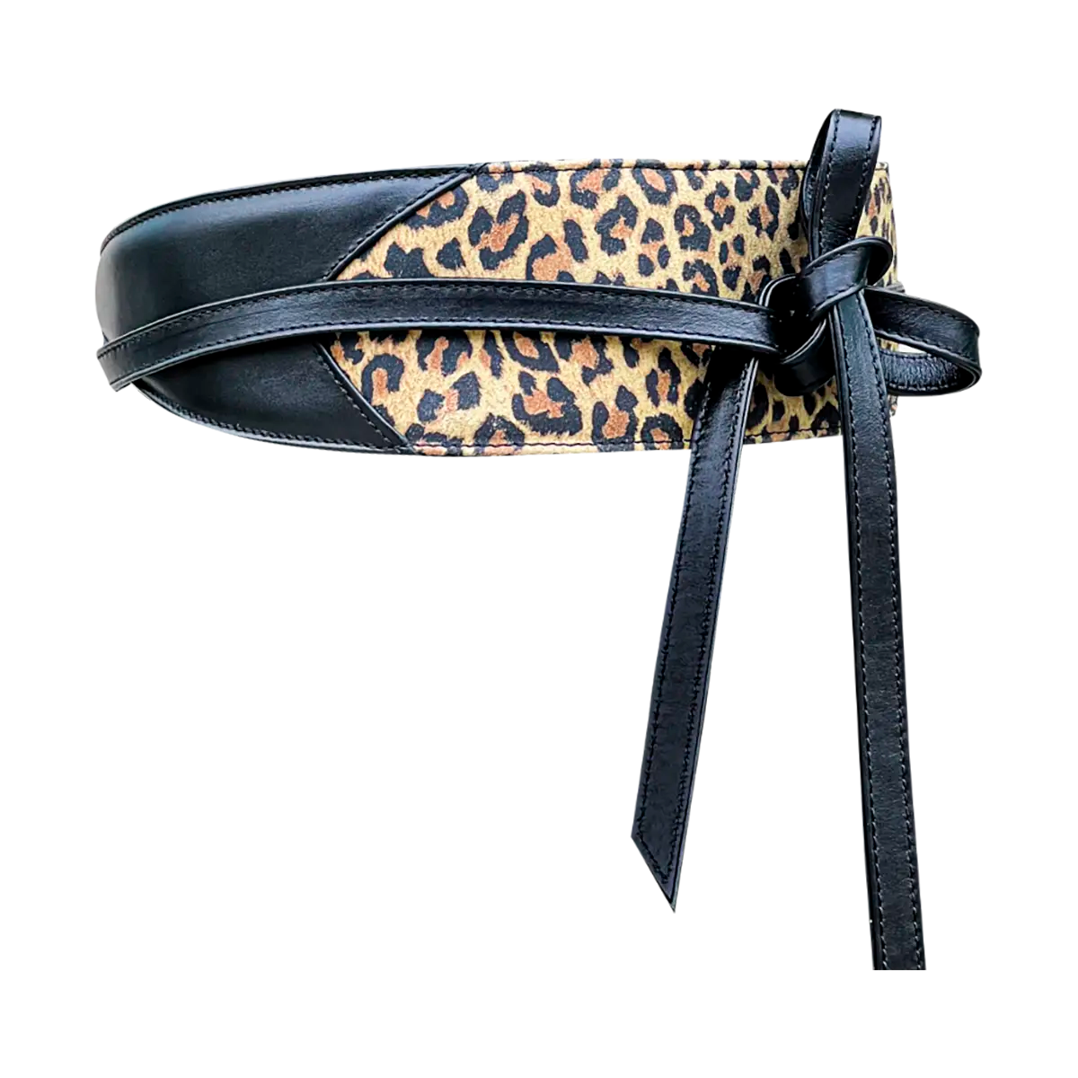 large black animal print wrap-around belt for women. Available in San Diego, CA.