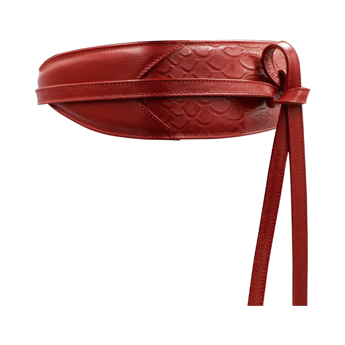 large red wrap-around belt for women. Available in San Diego, CA.