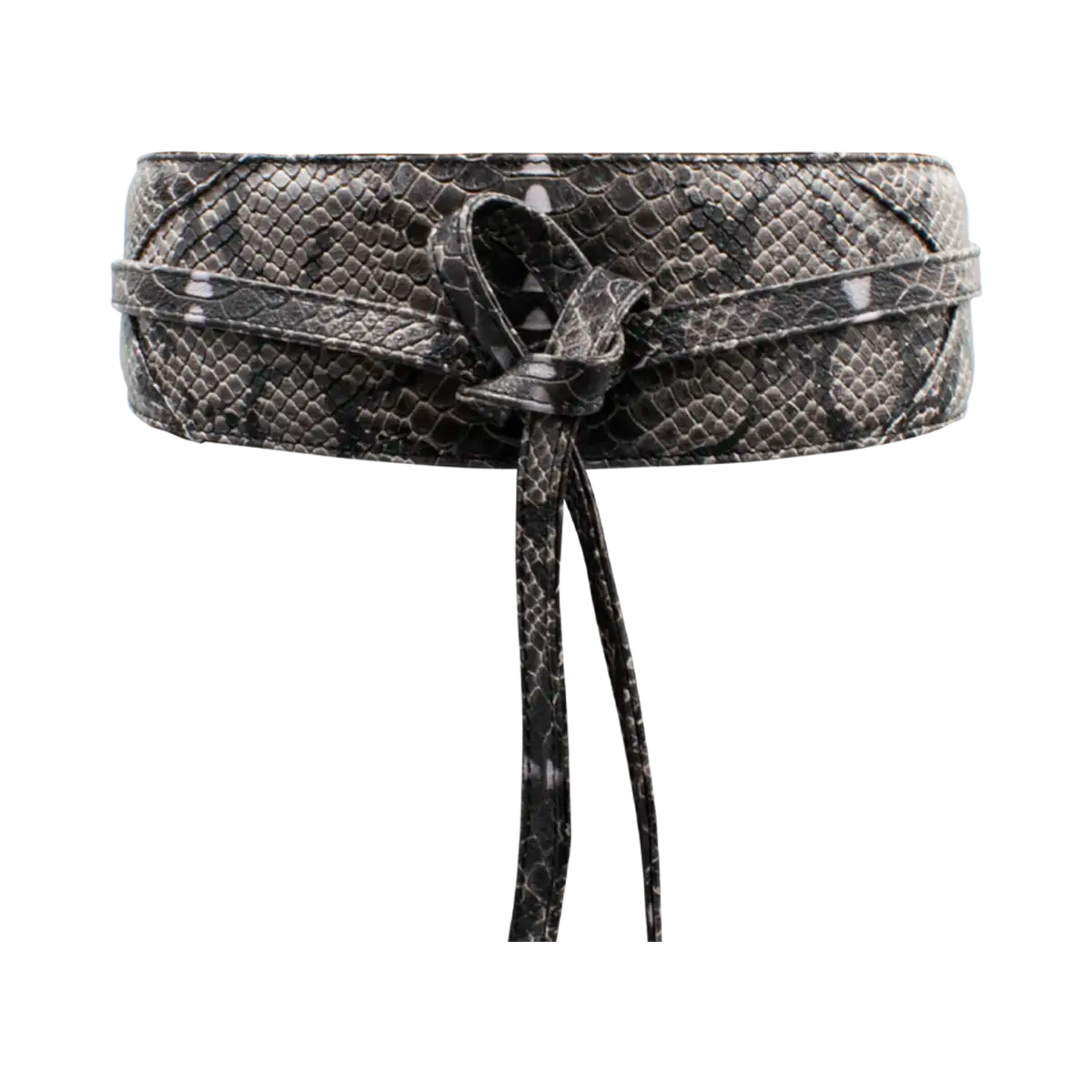 large gray print wrap-around belt for women. Available in San Diego, CA.