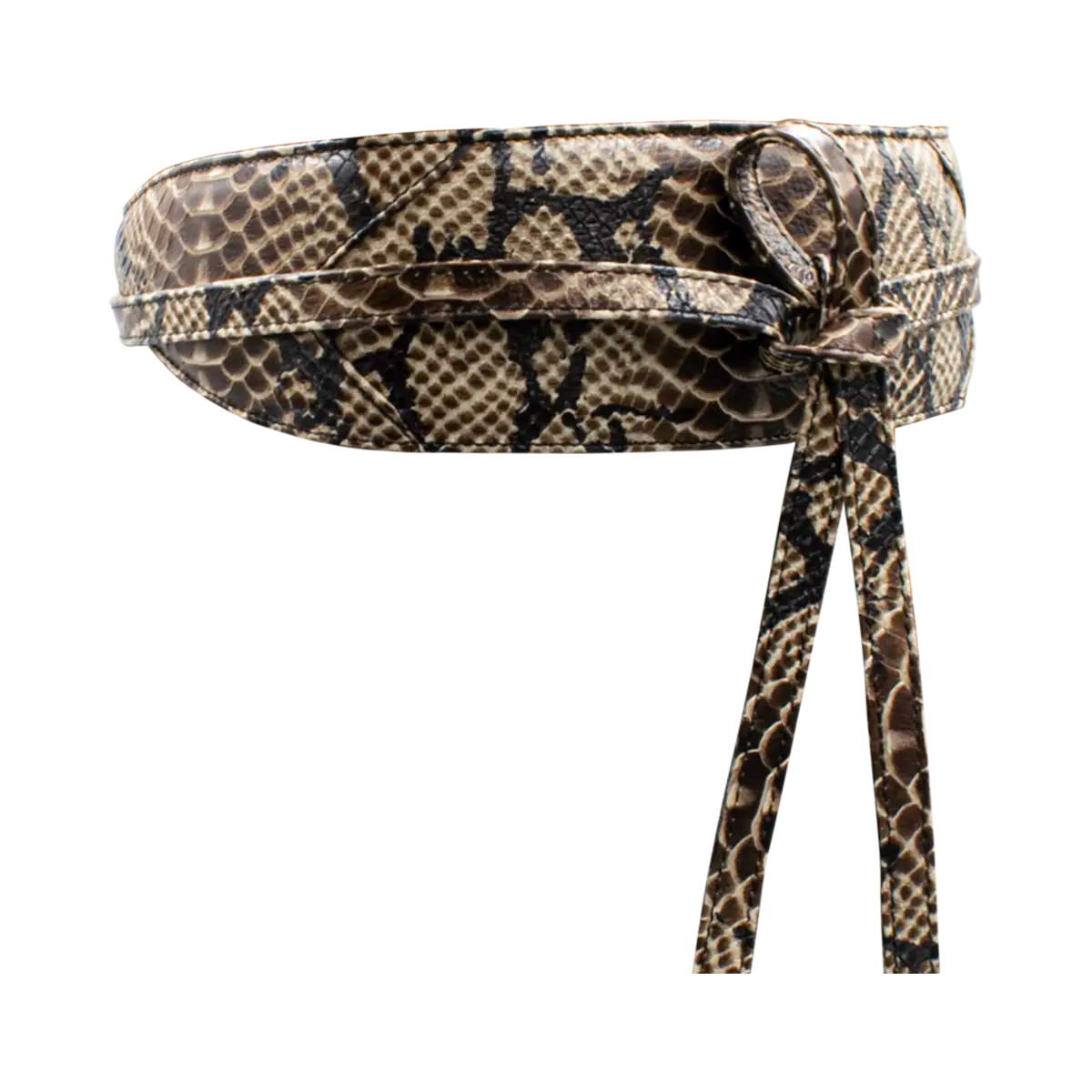 large tan print wrap-around belt for women. Available in San Diego, CA.