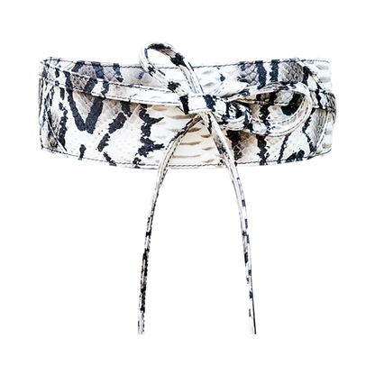 large white print wrap-around belt for women. Available in San Diego, CA.