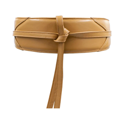 large tan wrap-around belt for women. Available in San Diego, CA.