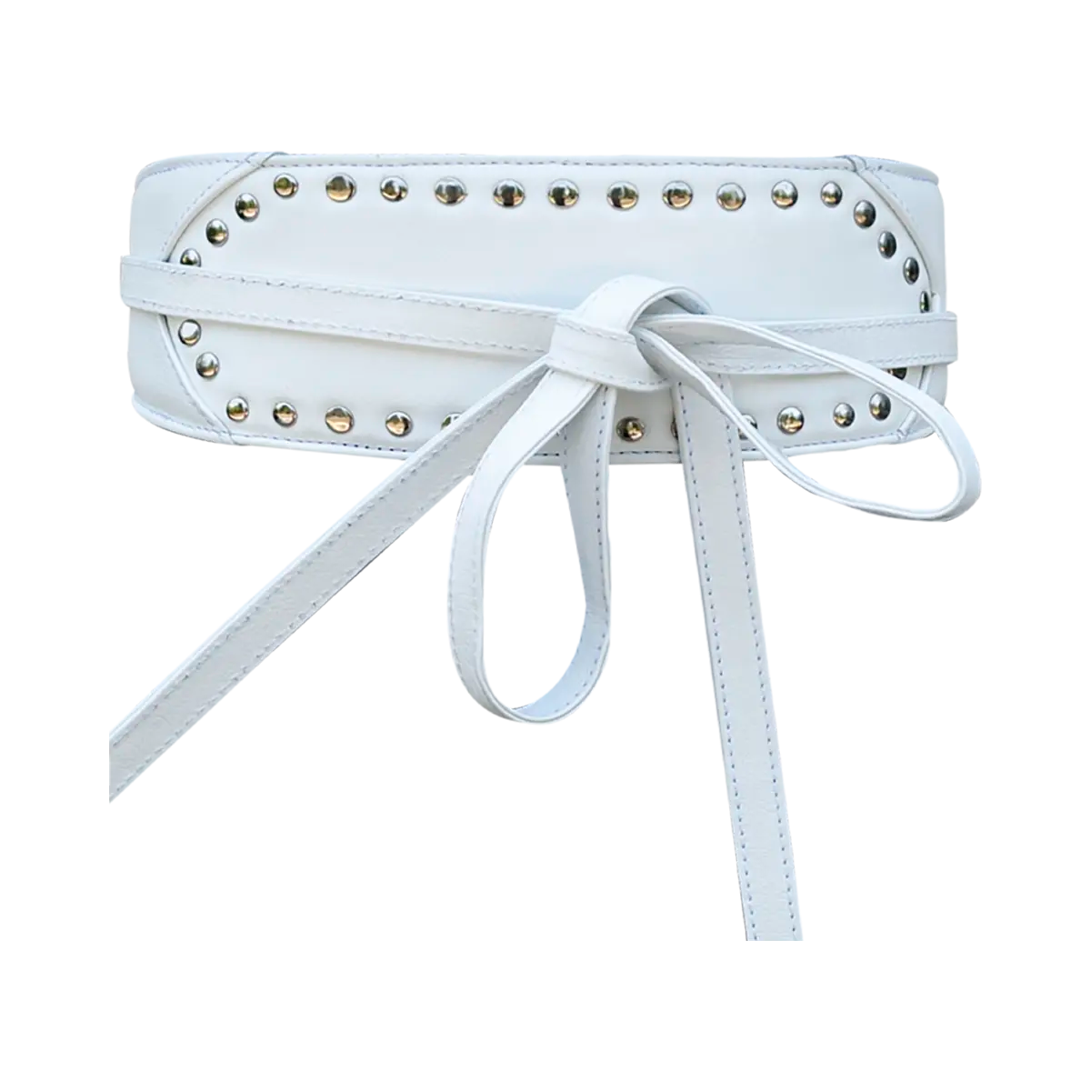 leather white studded Wrap-Around Belt For Women. Fashionable accessories for women. Shop in San Diego, CA.