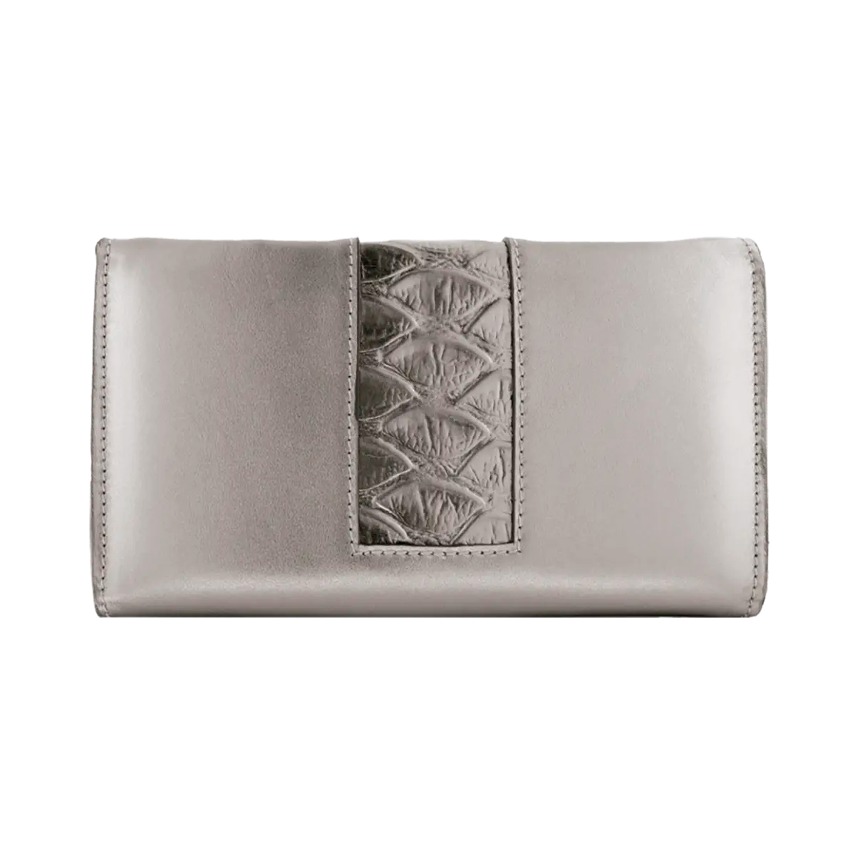 large silver leather wallet for women. Fashion accessories for women, shop in San Diego, CA.