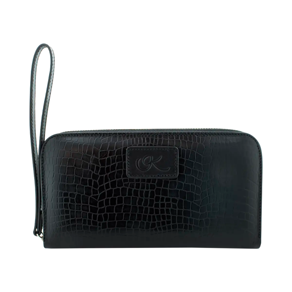 largeblack leather wallet with hand strap. Fashion Accessories for women shop in San Diego, CA.