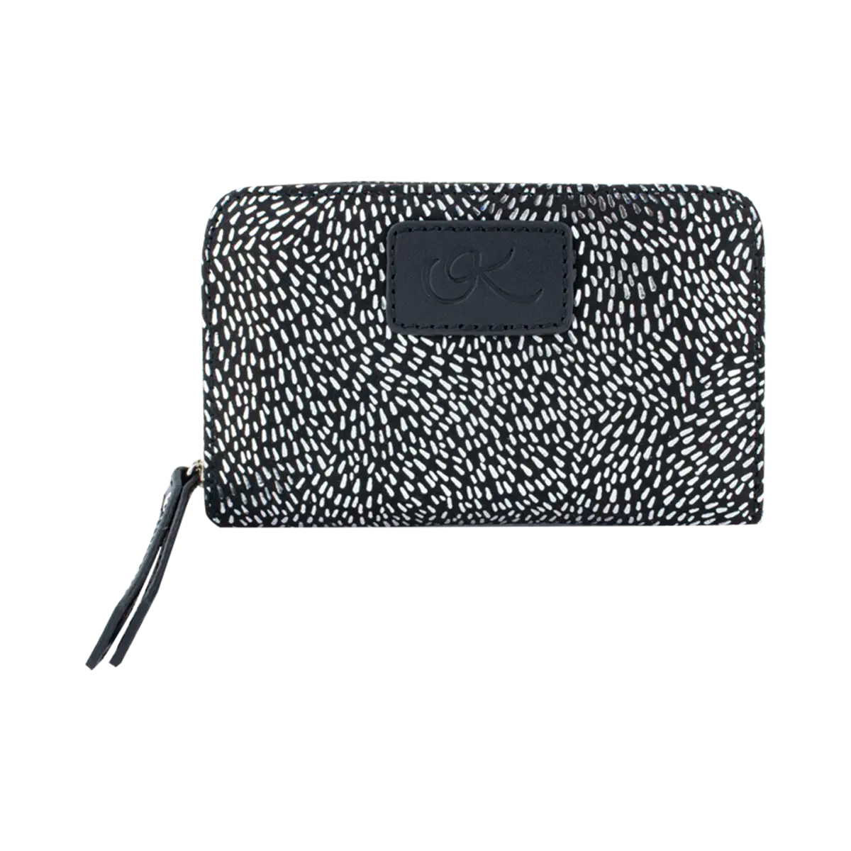 small black silver stripe print leather wallet. Fashion Accessories for women in San Diego, CA.