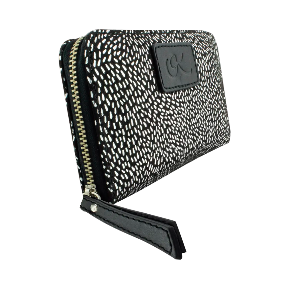 small black silver stripe print leather wallet. Fashion Accessories for women in San Diego, CA.