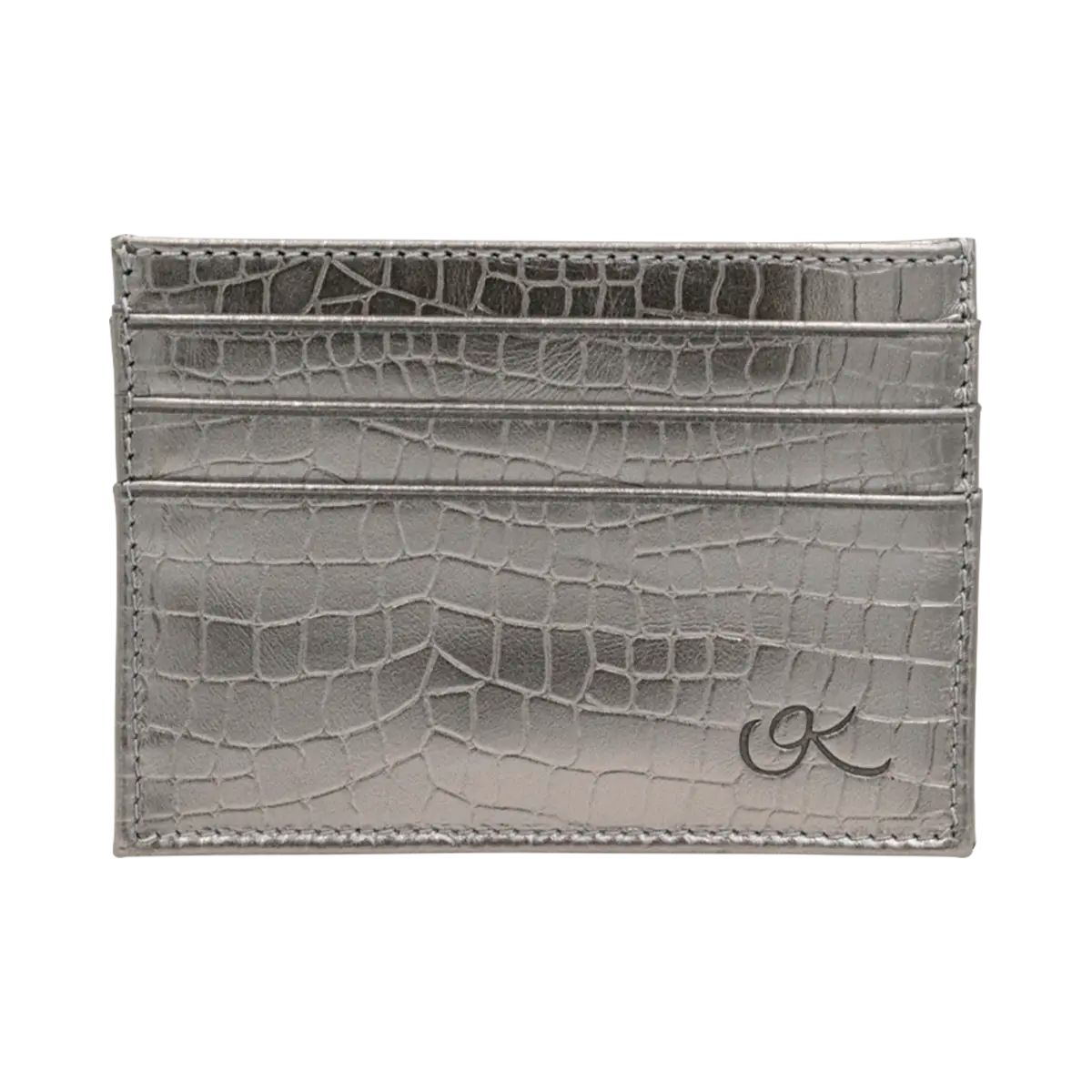 small silver small leather print wallet. Accessory for men &amp; women. Shop in San Diego, CA.