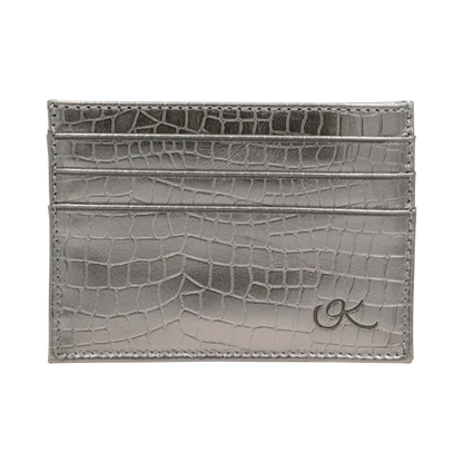 small silver small leather print wallet. Accessory for men &amp; women. Shop in San Diego, CA.