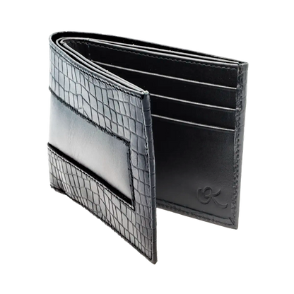 black print leather wallet for men &amp; women. Fashion accessories, shop in San Diego, CA.