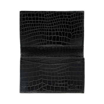 small black leather crocodile print cardholder. Accessory for men and women. Shop in San Diego, CA.