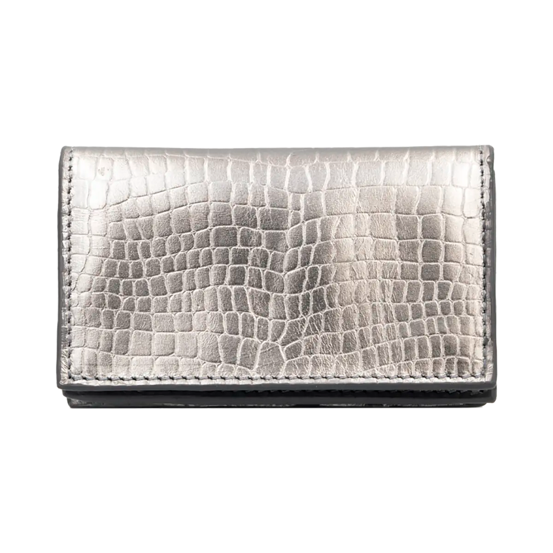 small silver leather crocodile print cardholder. Accessory for men and women. Shop in San Diego, CA.