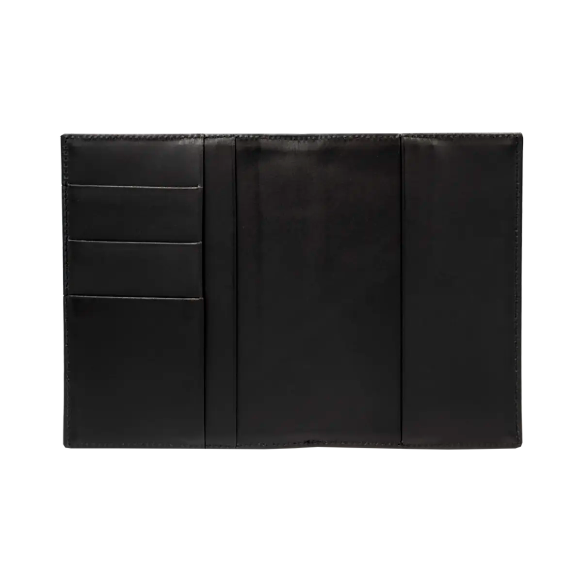 black leather passport holder with detail print. Fashion travel accessory for women. Shop in San Diego, CA.