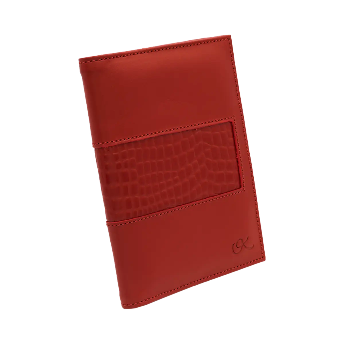 red leather passport holder with detail print. Fashion travel accessory for women. Shop in San Diego, CA.