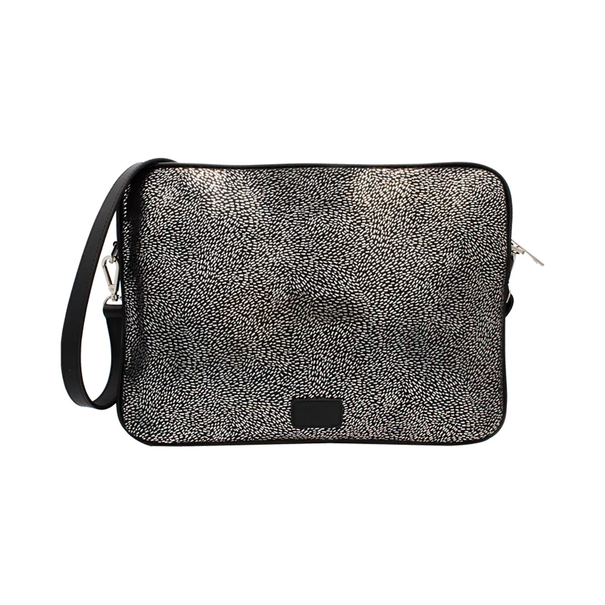 large black silver stripe leather print laptop case with strap. Tech accessory for men &amp; women, shop in San Diego, CA