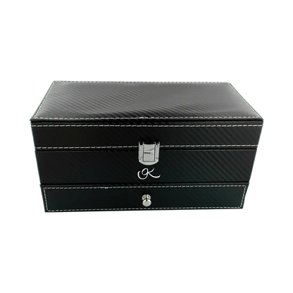 large black black vinyl jewlery and watch box for men and women. Accessory organizer, shop in San Diego, CA.